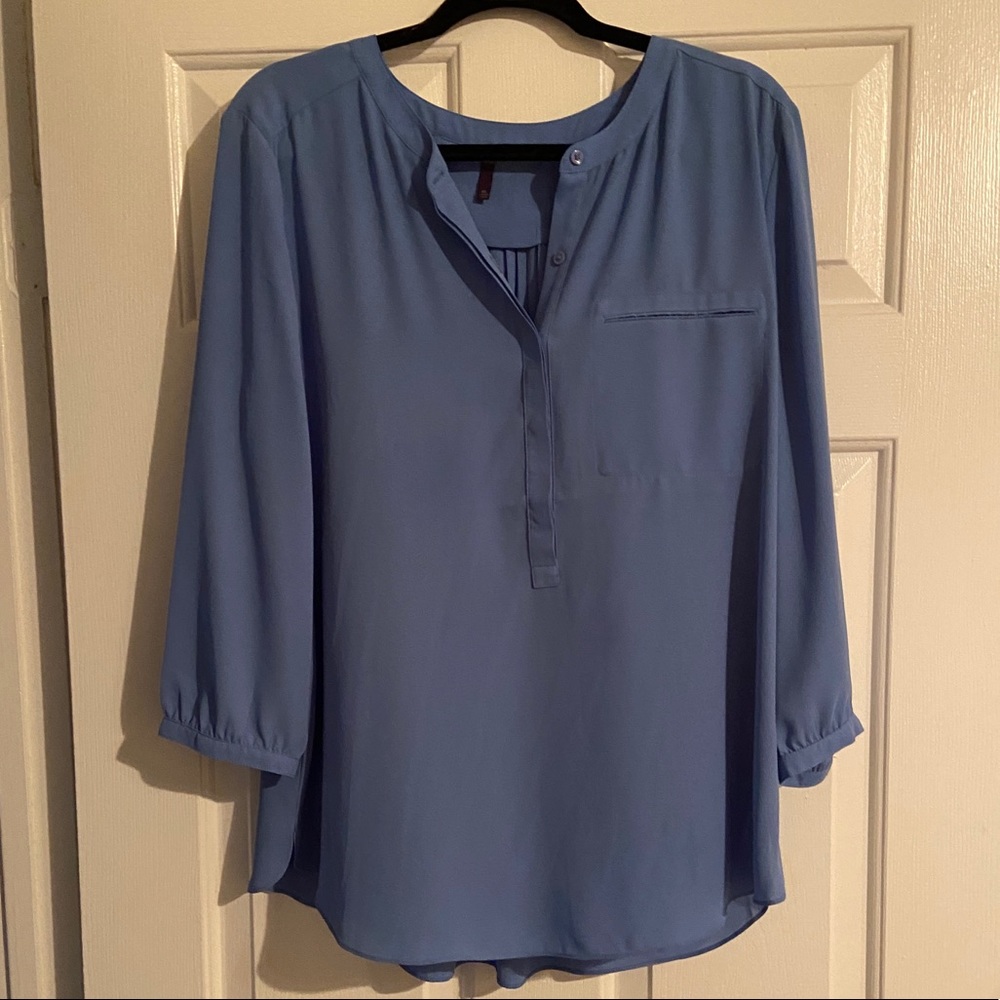 NYDJ Blue Blouse 3/4 Sleeve - XL